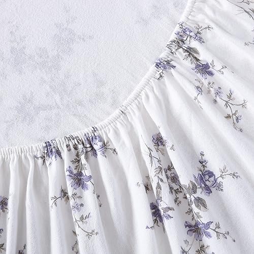 Miniatura 7 de Laura Ashley Home - Sábanas de tamaño matrimonial, 4 unidades, juego de ropa de cama de franela de algodón, cepillado para mayor suavidad y