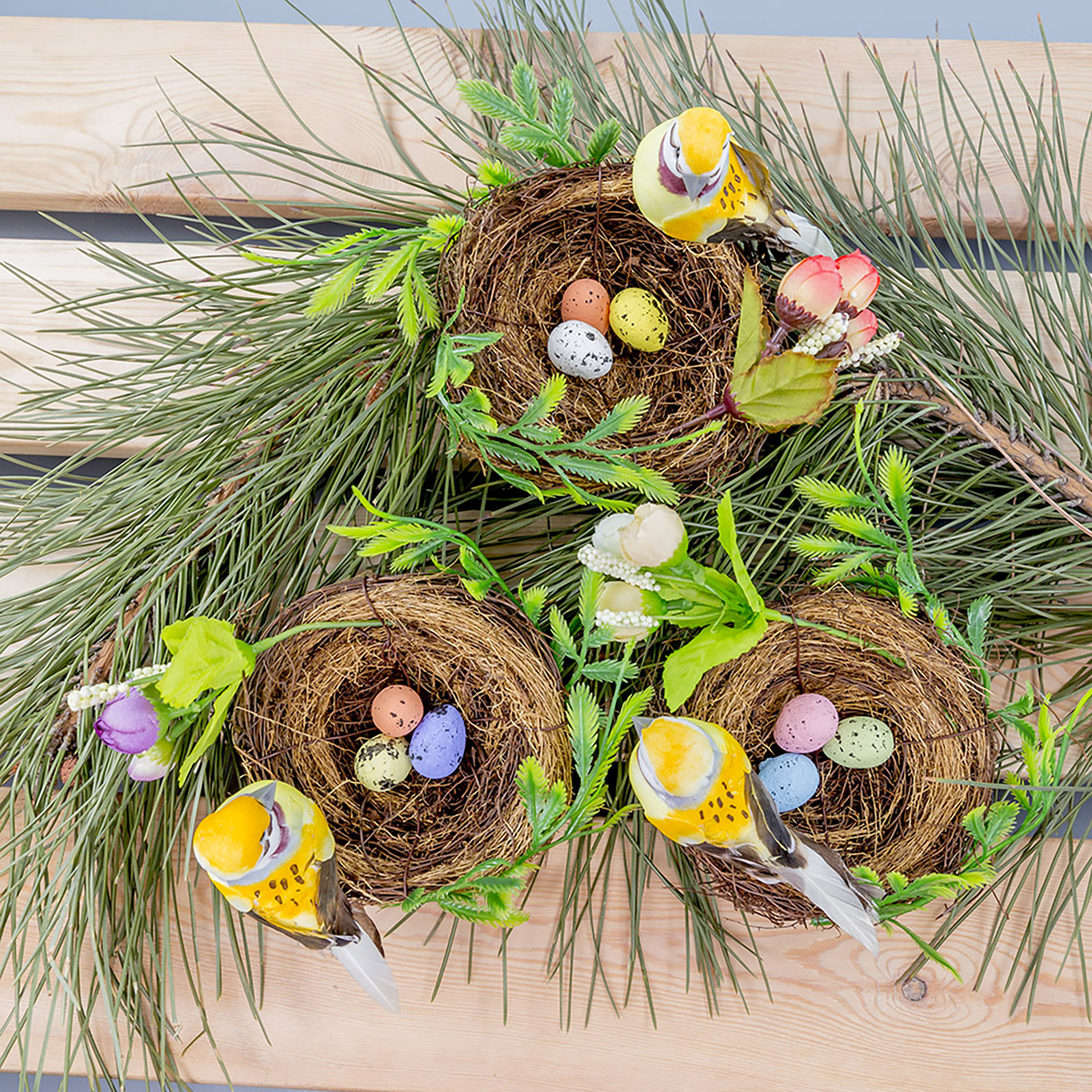 16 Stück Künstliche Vogelnester – Mini-Deko Für Garten, Deko, Feengarten, Fotomotive (ca. 7x7x5 Cm)