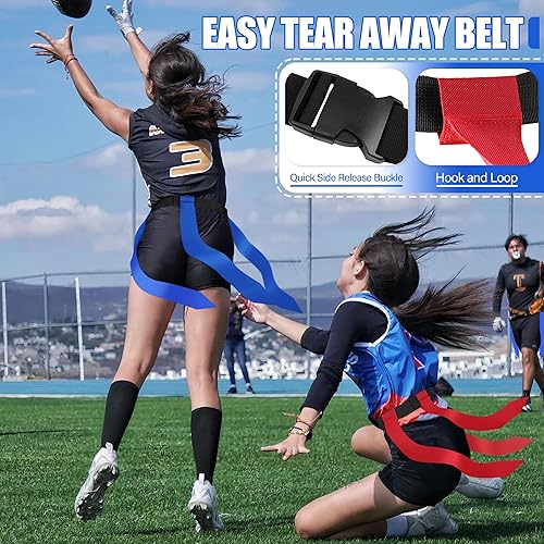 Miniatura 3 de Cinturones de fútbol con bandera, 10 juegos20 juegos de fútbol con bandera ajustable con banderas para niños, jóvenes y adultos entrenamiento