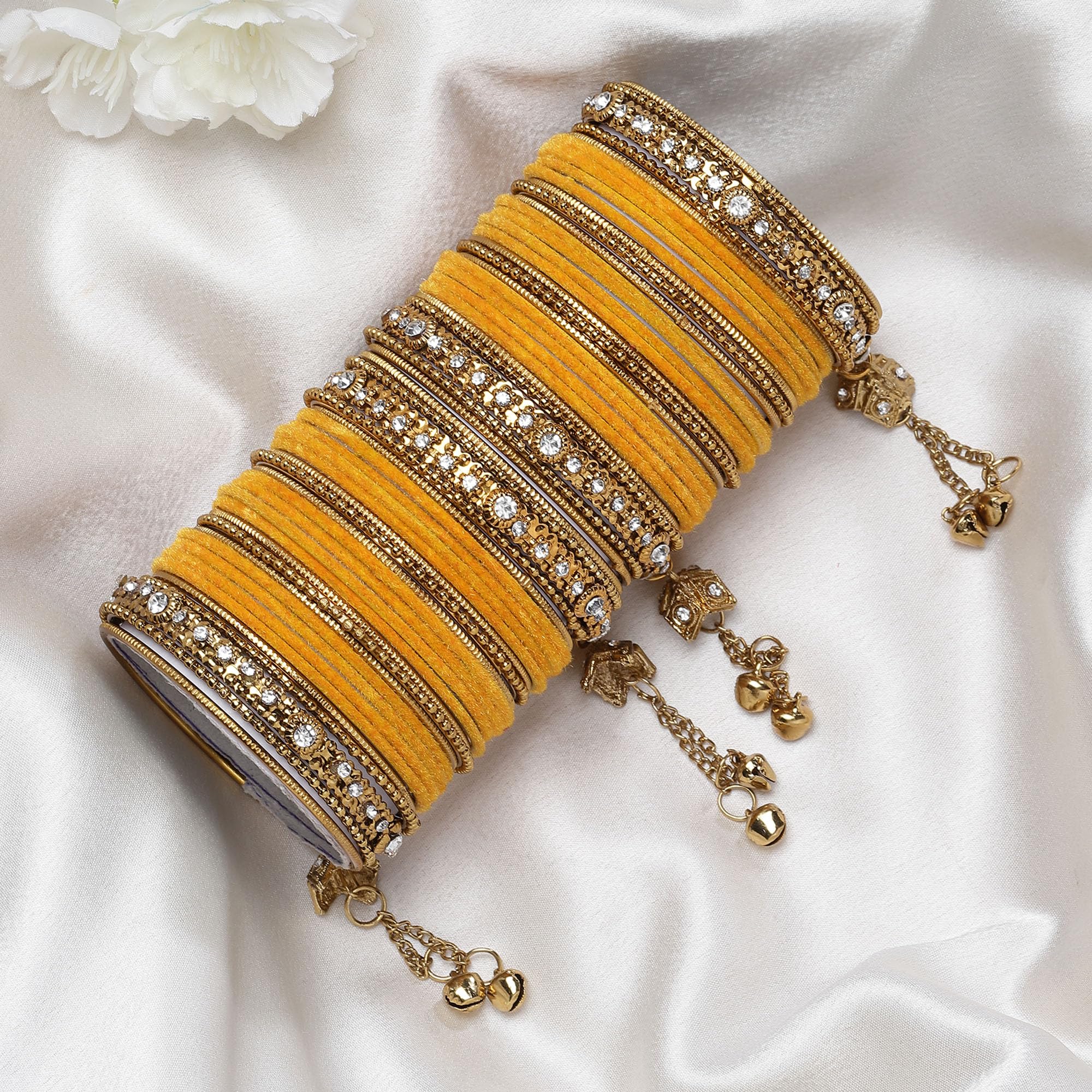 Gold-Plated Velvet American Diamond Bangles
