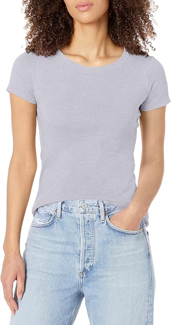 Clementine Womens Ideal Crew Neck Tee, Heather Grey, Medium