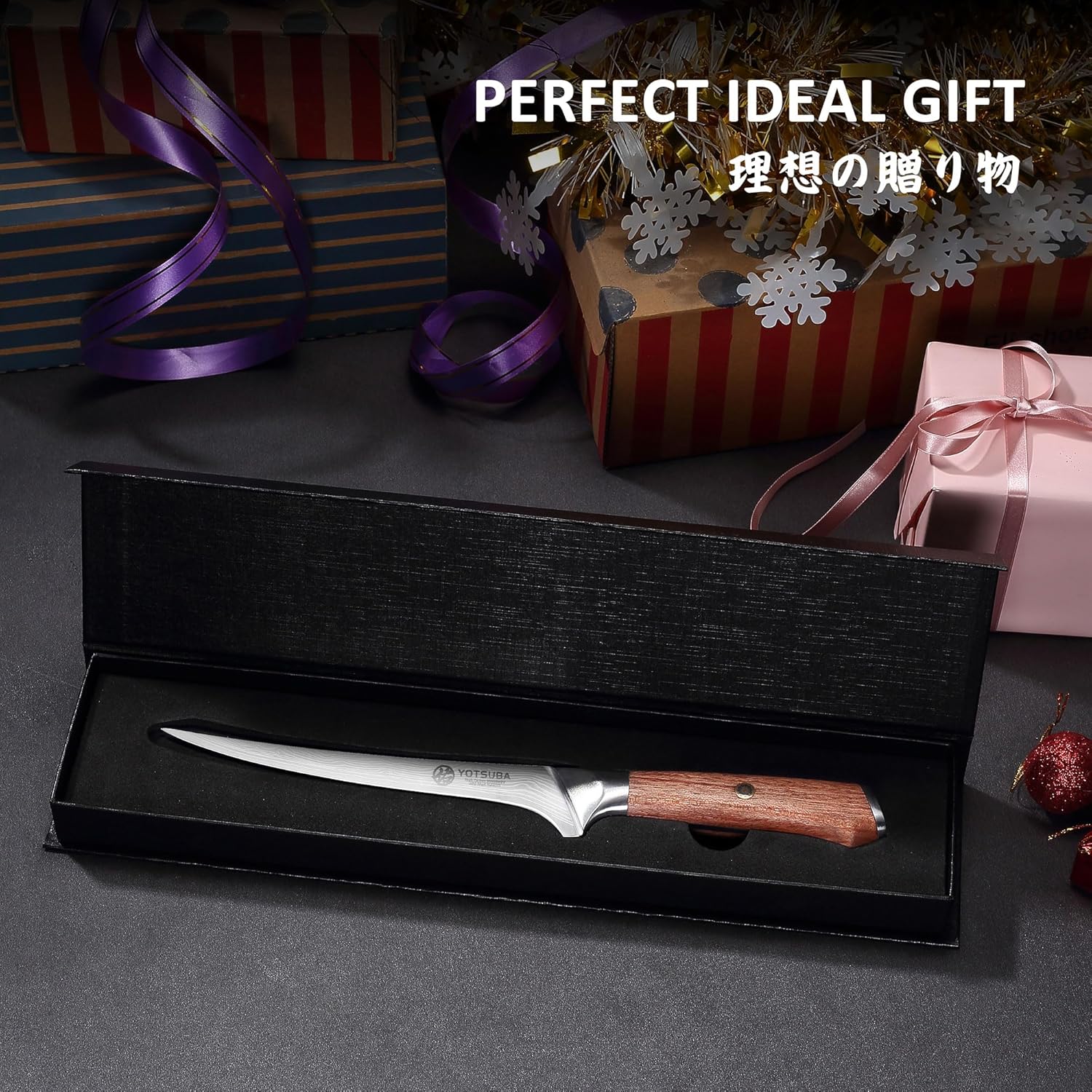 YOTSUBA Fillet Knife, 7 Inch Fish Knives for Filleting, Razor Sharp High Carbon Steel Boning Knife with Ergonomic Rosewood Handle, Ideal Gift for Family and Friends - Image 7