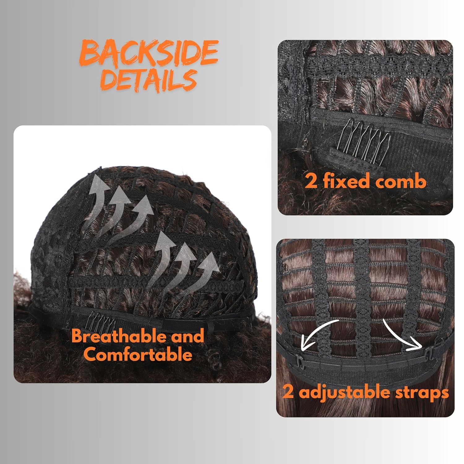 5Pcs Set Disco Style Afro Wig for Men 70s/80s Theme Parties, Curly and Fluffy Costume Wigs with Synthetic Hair, Hippie Rocker Afro Wig for Cosplay/Halloween/Dress up (Black) - Image 4