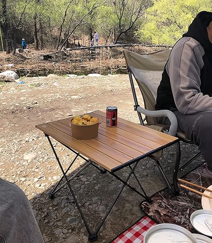 Miniatura 6 de iClimb 2 sillas de pies grandes antihundimiento y 1 paquete de mesa plegable, ultraligero y compacto para dos adultos, mochilero al aire libre,
