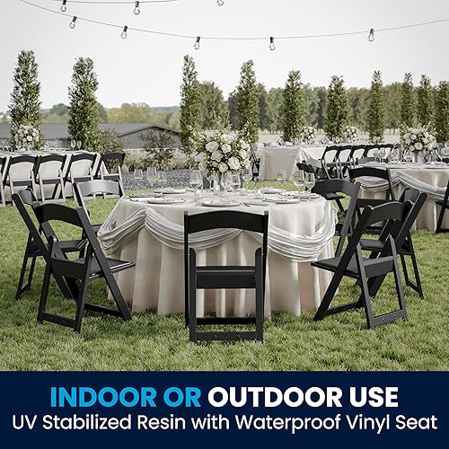 Miniatura 6 de Flash Furniture Hercules™ Series Silla plegable, de resina negra, paquete de 2, capacidad de peso de 1,000 lbs, ligera y cómoda para eventos Negro