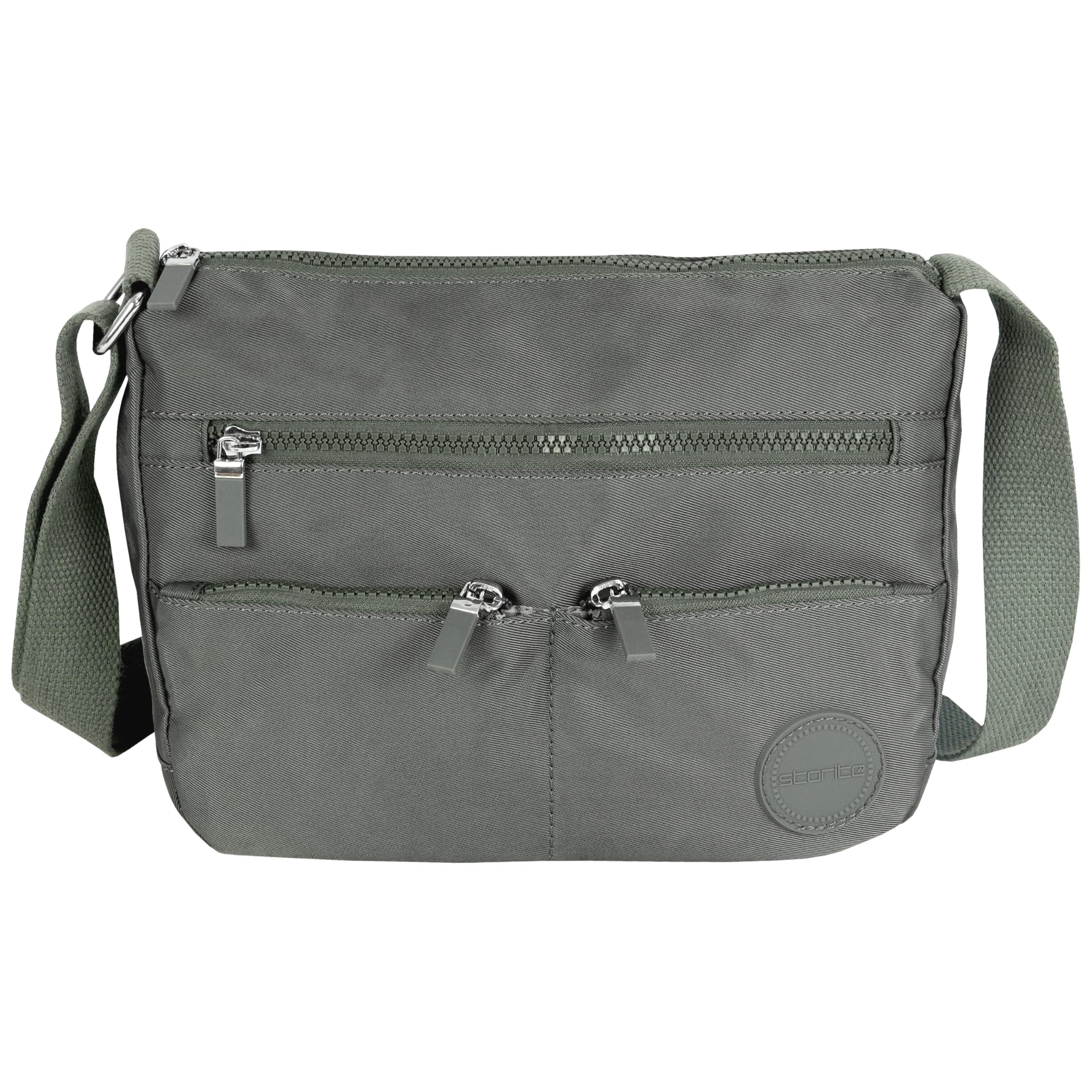 storite Multipocket Crossbody Bag for Women Lightweight Small Travel Bag Shoulder Purses and Handbags with Multi Zipper Pockets - Grey Gris (25x19x11 cm)-picture-13