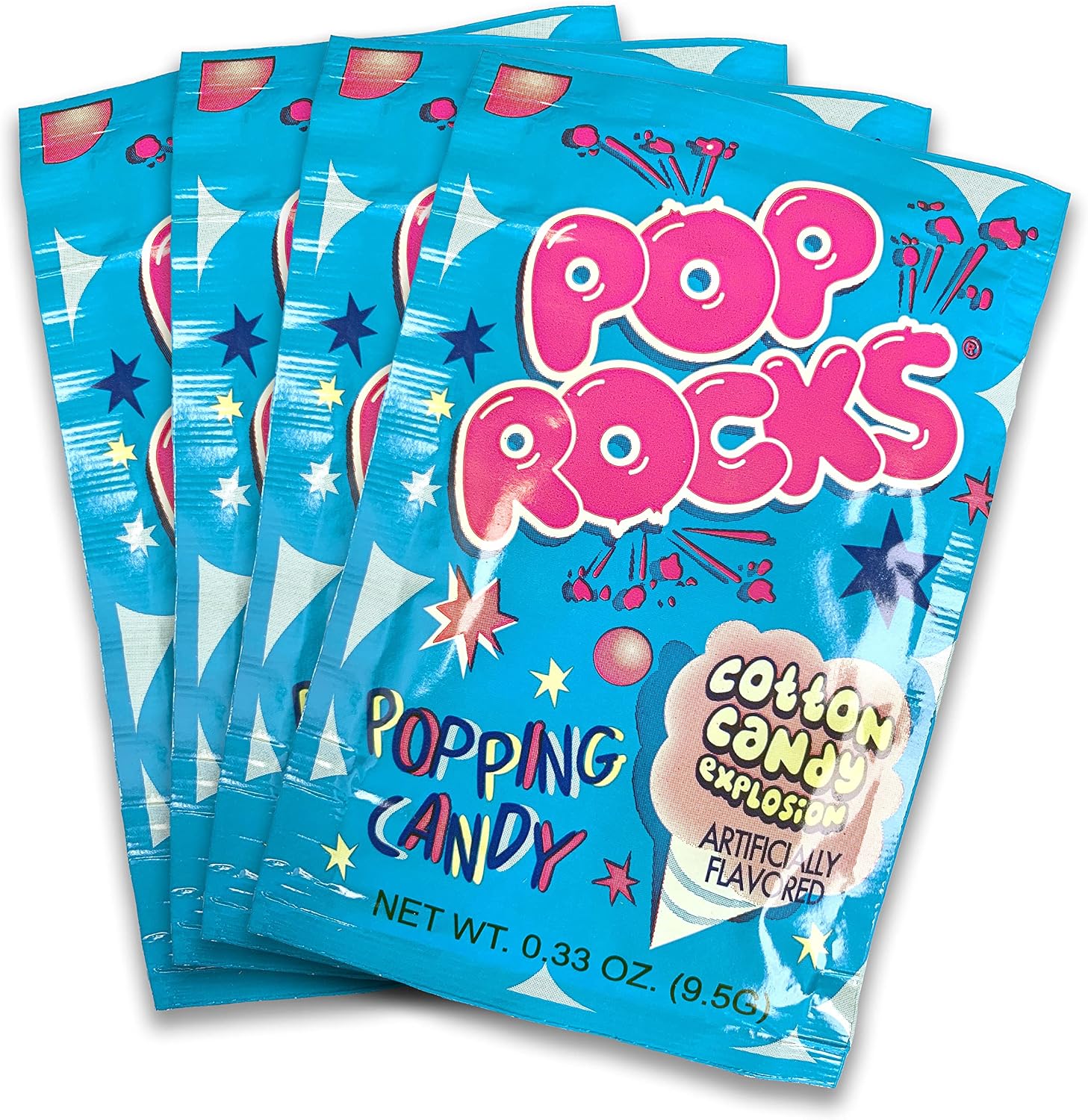 UpTop Treats Cotton Candy POP ROCKS Candy | Includes 4 Individual Packs of Cotton Candy Flavored Mini Rock Popping Candies
