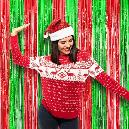 Miniatura 258 de Cortinas de fondo de flecos de papel de aluminio para fiestas, 3 piezas, 39.6 x 98.4 pulgadas, azul retro 48 Retro Azul,03 Rosa,04 Rosa