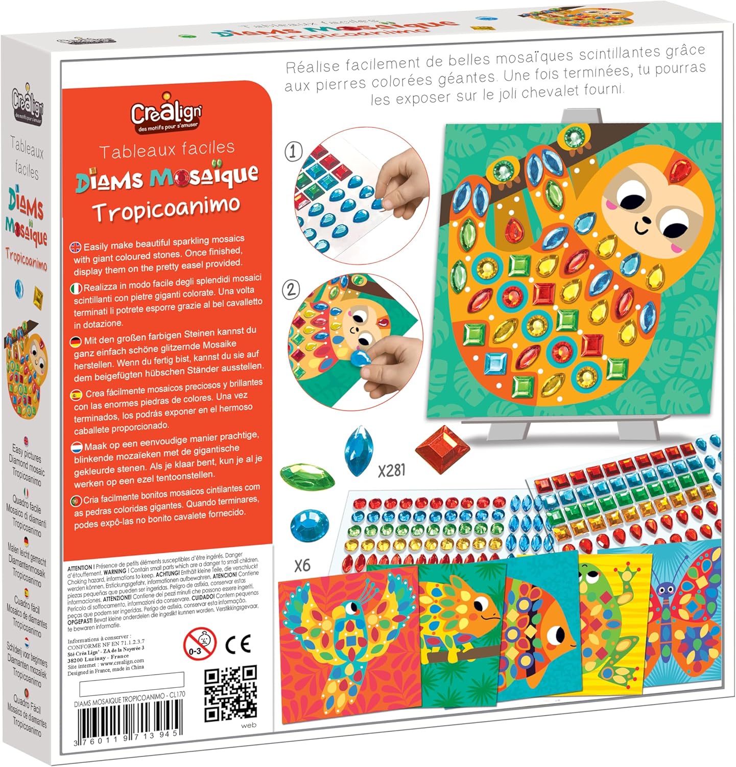 Crea Lign' Mosaic diams, Multi Colours, 24,5 x 24,5 x 24,5 cm