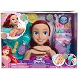 Disney Princess Shimmer Spa Ariel 8-inch Styling Head, 20-Pieces, Red Hair, Pretend Play, Kids Toys for Ages 3 Up by Just Play