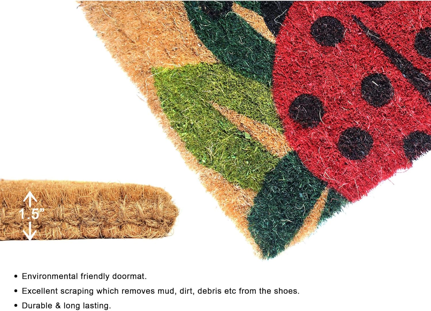 Rugsmith Insect Doormat, 18" x 30" Rectangle, Welcome Lady Bug