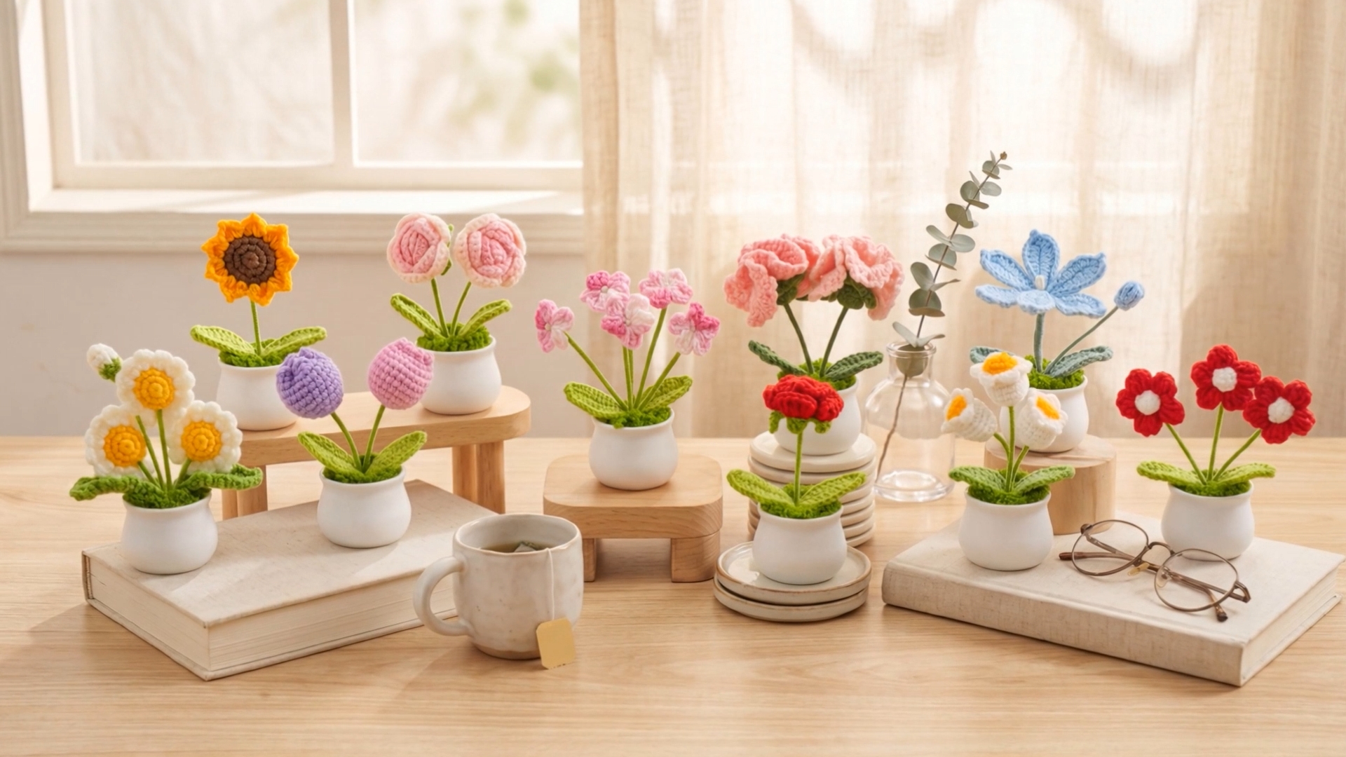 Amazon.com: Suncalla 10 Pcs Crochet Flowers Bouquet Bulk Thank You