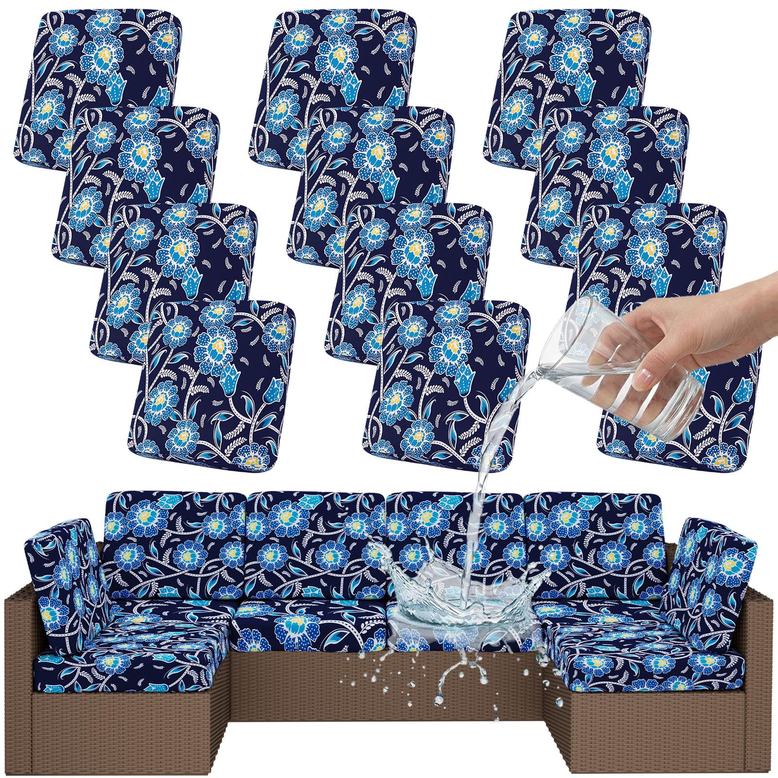 Smiry Waterproof Patio Cushion Covers, Stretch Outdoor Furniture Covers