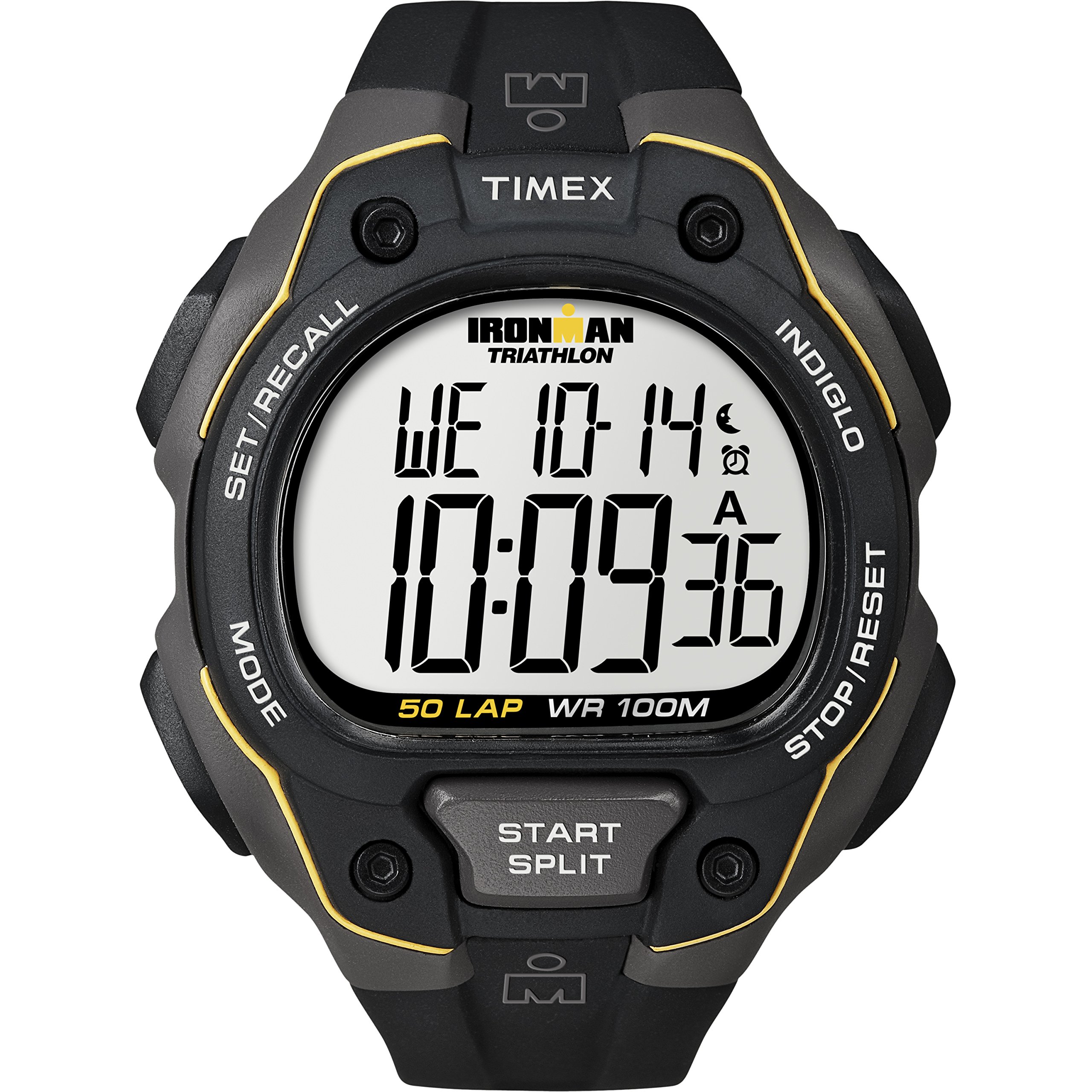 Timex Men's Quartz Watch with LCD Dial Digital Display and Black Resin Strap T5K494