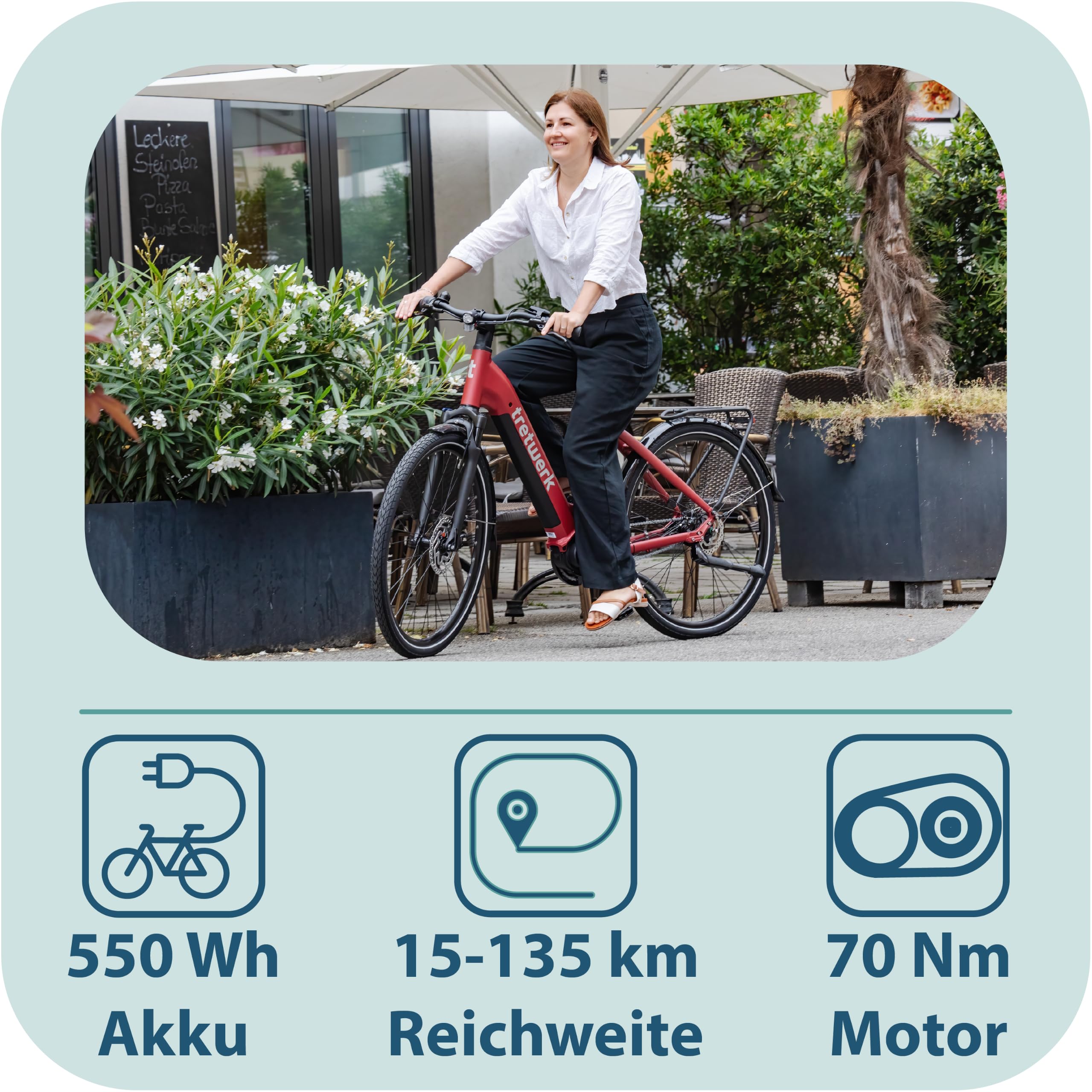 TRETWERK - 28 Zoll E-Bike - Damen City Bike - Amber Nexus - Pedelec Damenfahrrad mit Shimano Nexus 7 Nabenschaltung - E-Cityrad Elektrofahrrad mit Mittelmotor 250W 36V 522Wh 80Nm