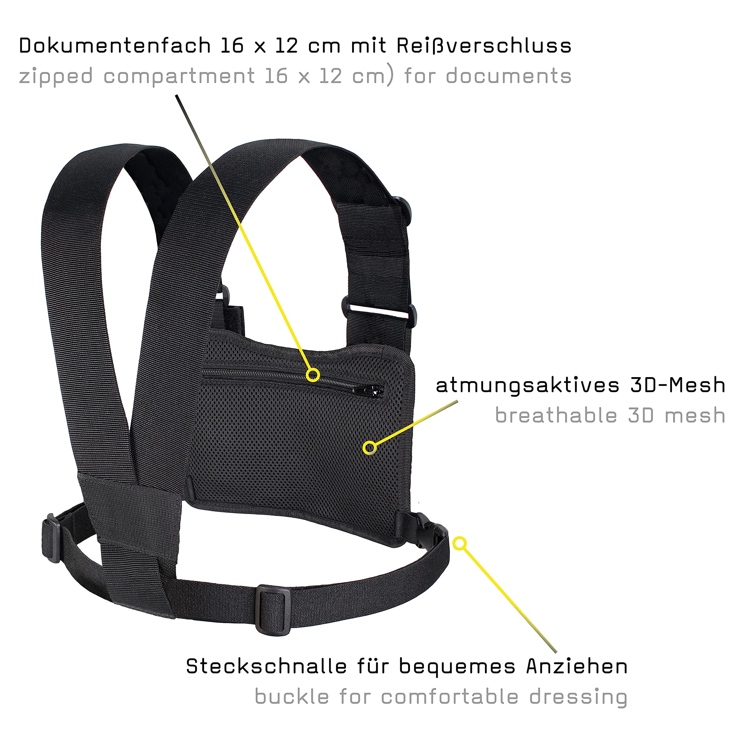 Tee-Uu CHEST MOLLE Nero Imbottitura Traspirante Scomparto Rimovibile