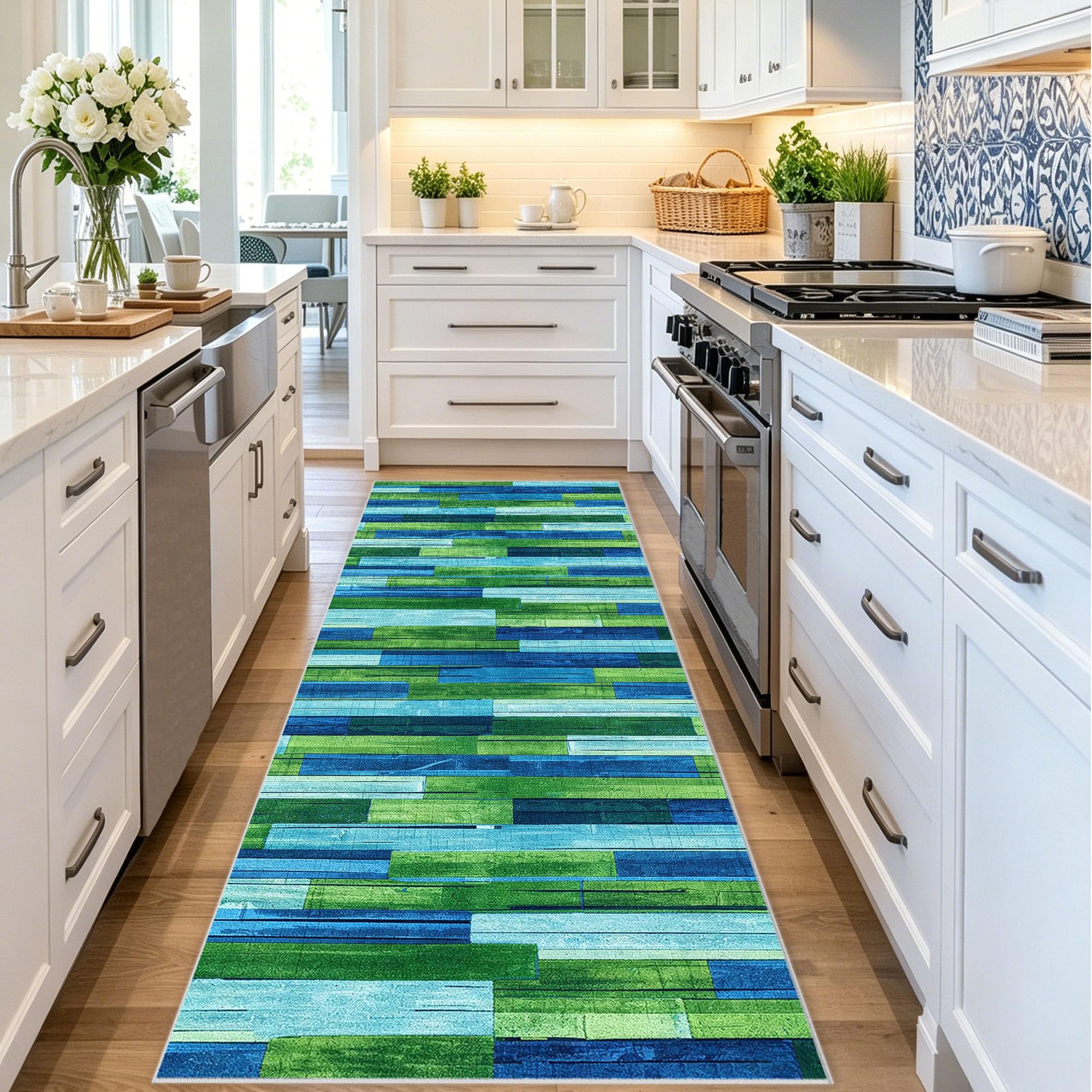 Alfombra Corredor Antideslizante de 70x350 cm Lavable para Evitar Resbalones en la Cocina