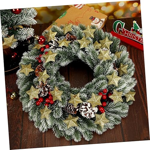 Miniatura 7 de Adornos de estrella con purpurina dorada de 1.9 pulgadas, 30 piezas de mini adornos colgantes de estrella, decoración de árbol de Navidad, colgante