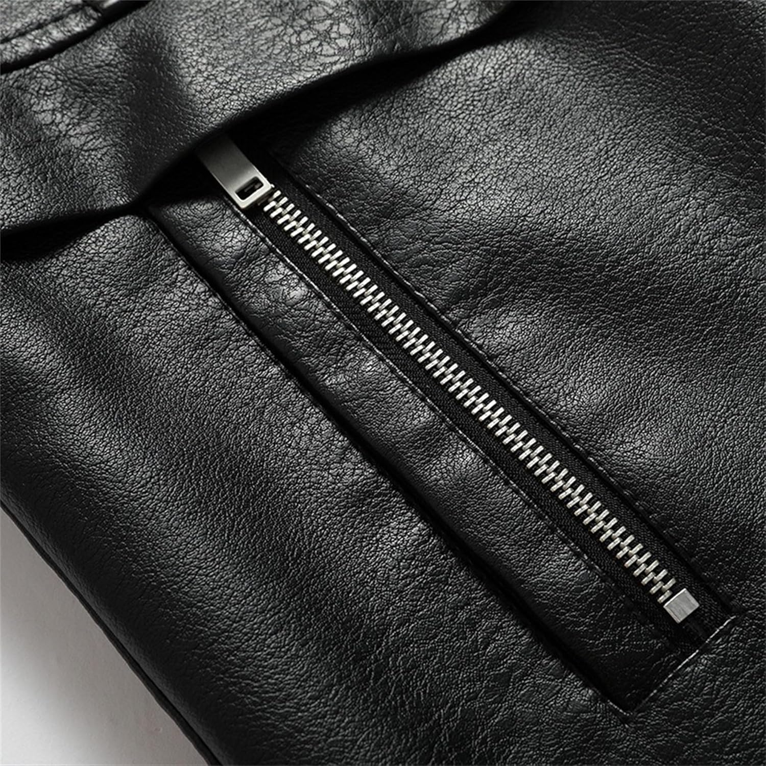 Men's Winter Thicken Lined Leather Jacket Over Collar Leather Jacket Faux Fur Collar Trench Coat