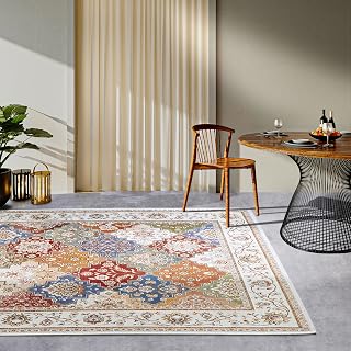 Villeroy & Boch Pierre In- & Outdoor Teppich Orientalisch - Orient Flachgewebe, Orientalisches Design Klassisch, ÖKO-TEX Wetterfest & UV-beständig für Balkon, Terrasse, Garten – Creme Bunt, 160x235cm