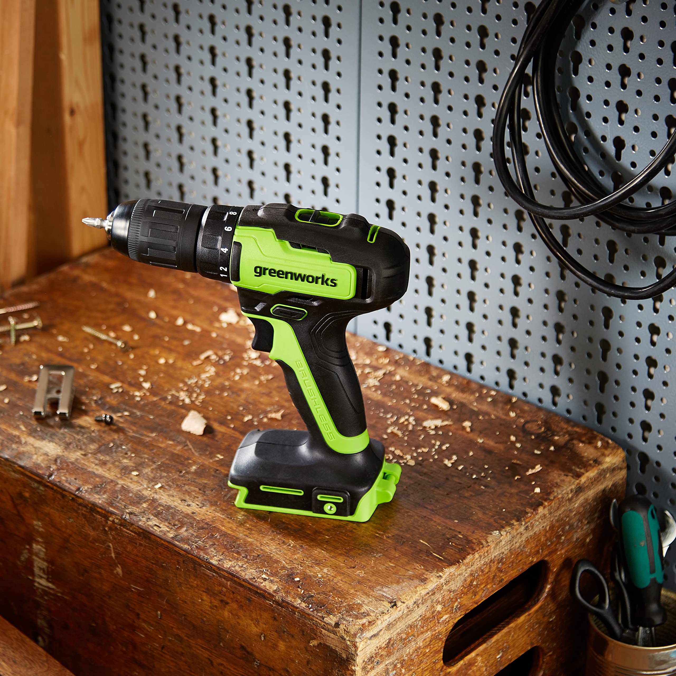 Greenworks GD24DD35 Trapano Avvitatore a Batteria con Motore Brushless, 0-1450 giri/min., 2 Marce, 35Nm di Coppia, SENZA Batteria 24V 2Ah e Caricabatterie, Borsa, Garanzia 3 Anni