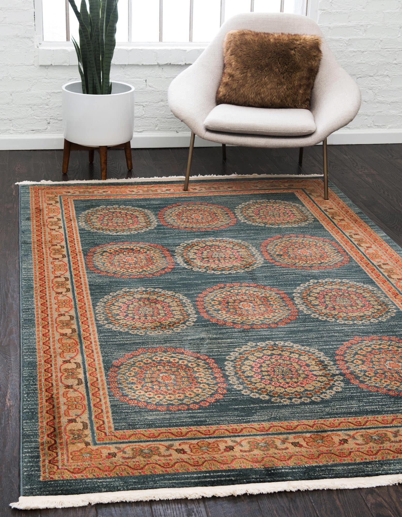 Kashkuli Gabbeh Collection Tappeto Ottagonale Blu 213x213 Cm – Perfetto Per Soggiorno, Cucina E Ingresso - 3