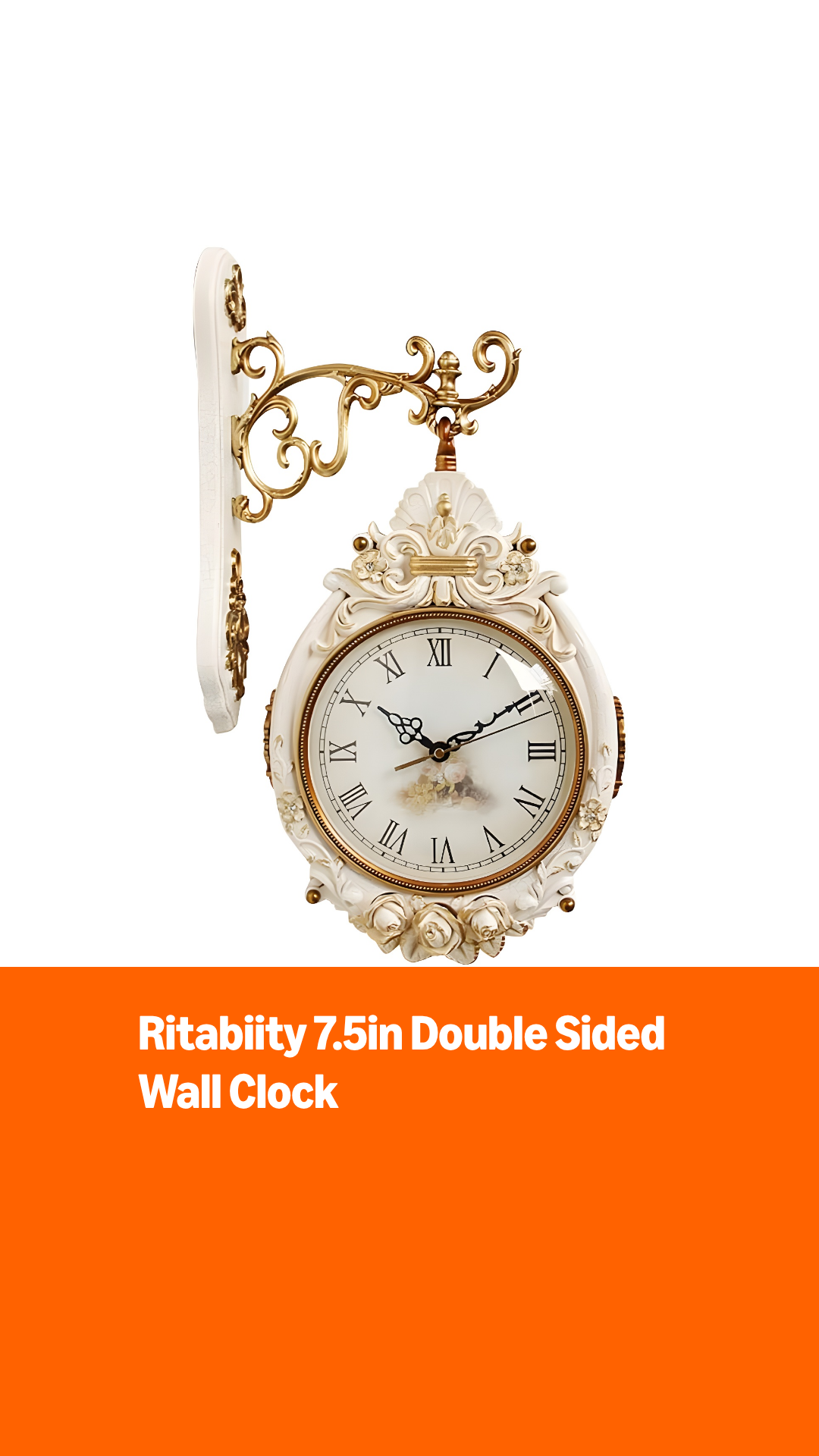 Reloj de pared doble cara redondo 7.5 pulgadas color crema miniatura 7