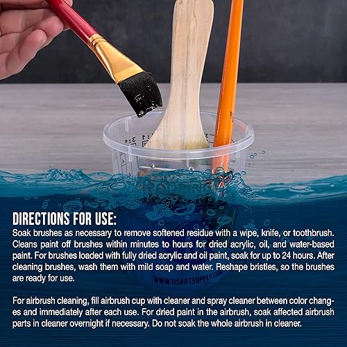 Vista 5 de U.S. Art Supply Limpiador y Restaurador de Pinceles, Botella de 4 Onzas - Limpia Rápidamente Pinceles de Pintura, Aerógrafos, Herramientas de Arte