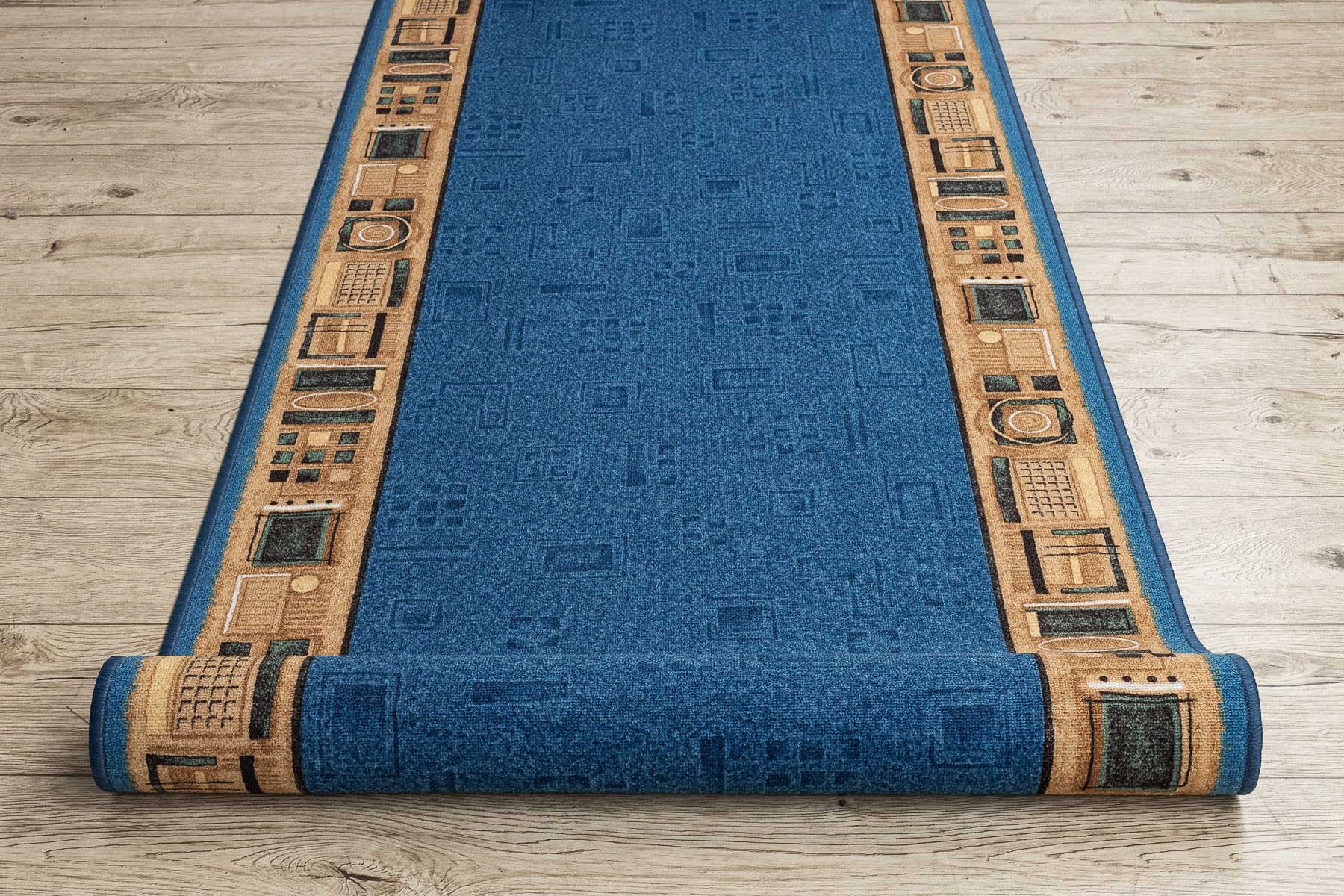 rugsx Passatoia corridoio Jena - Antiscivolo, moderna e resistente, ideale per cucina, soggiorno e ingresso, blu 67x750 cm
