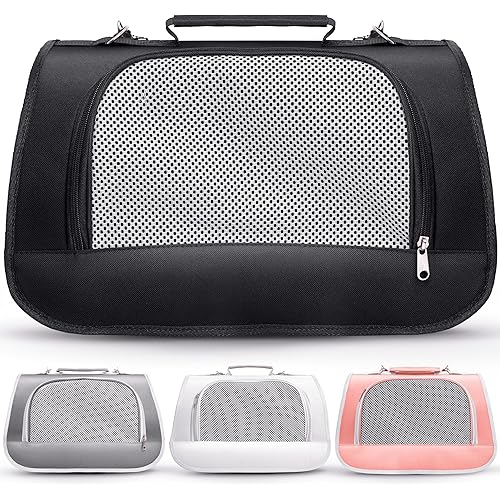 Small Pet Carrier for Cats, Rabbits, Guinea Pigs – Airline Approved Soft-Sided Travel Bag, Lightweight Dog Carrier, Ventilated & Foldable (Up to 10 lbs, Black)
