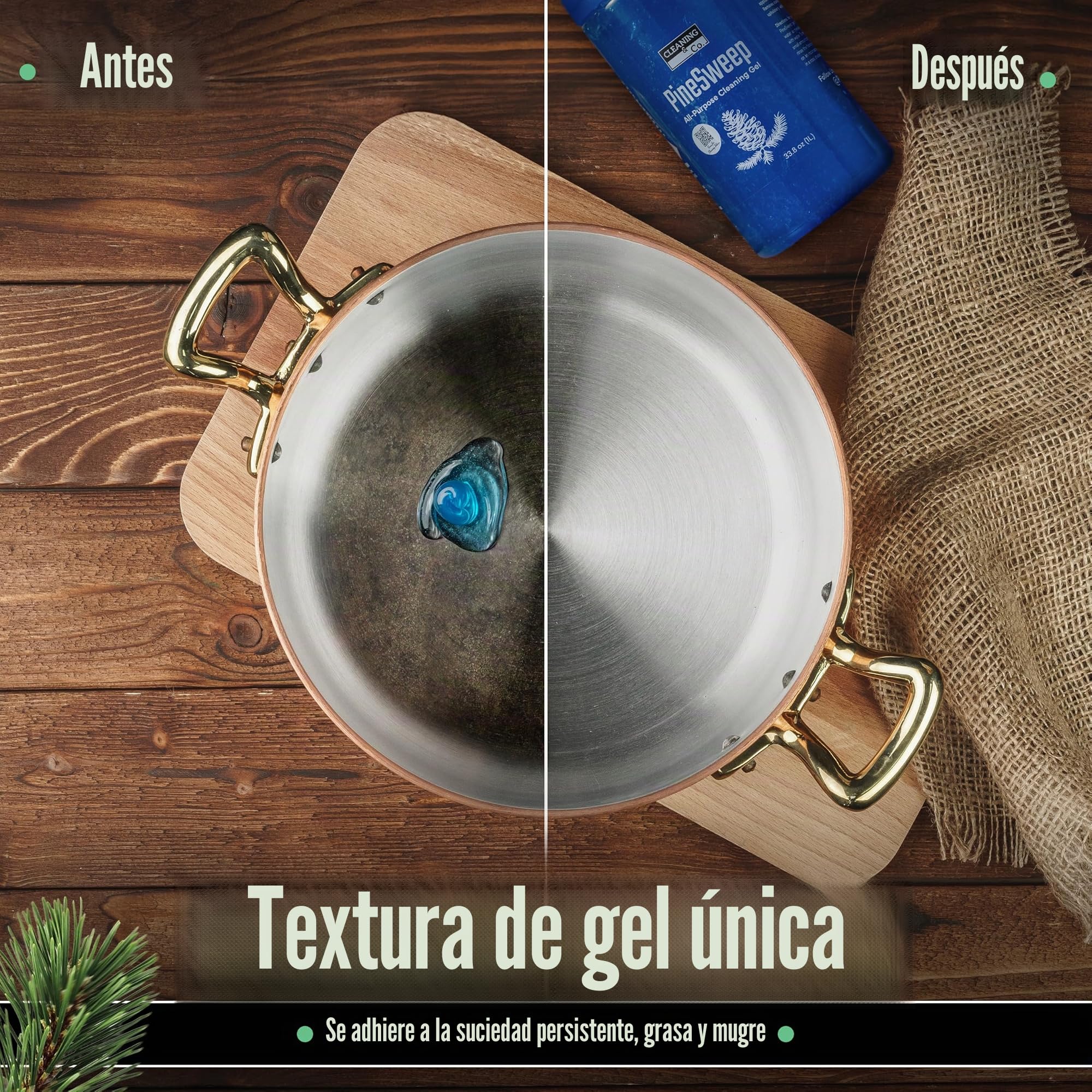 Gel de limpieza multiusos con aceite de pino, limpiador doméstico multiusos para baño, cocina, suelos, lavandería y más, 33.8 onzas líquidas