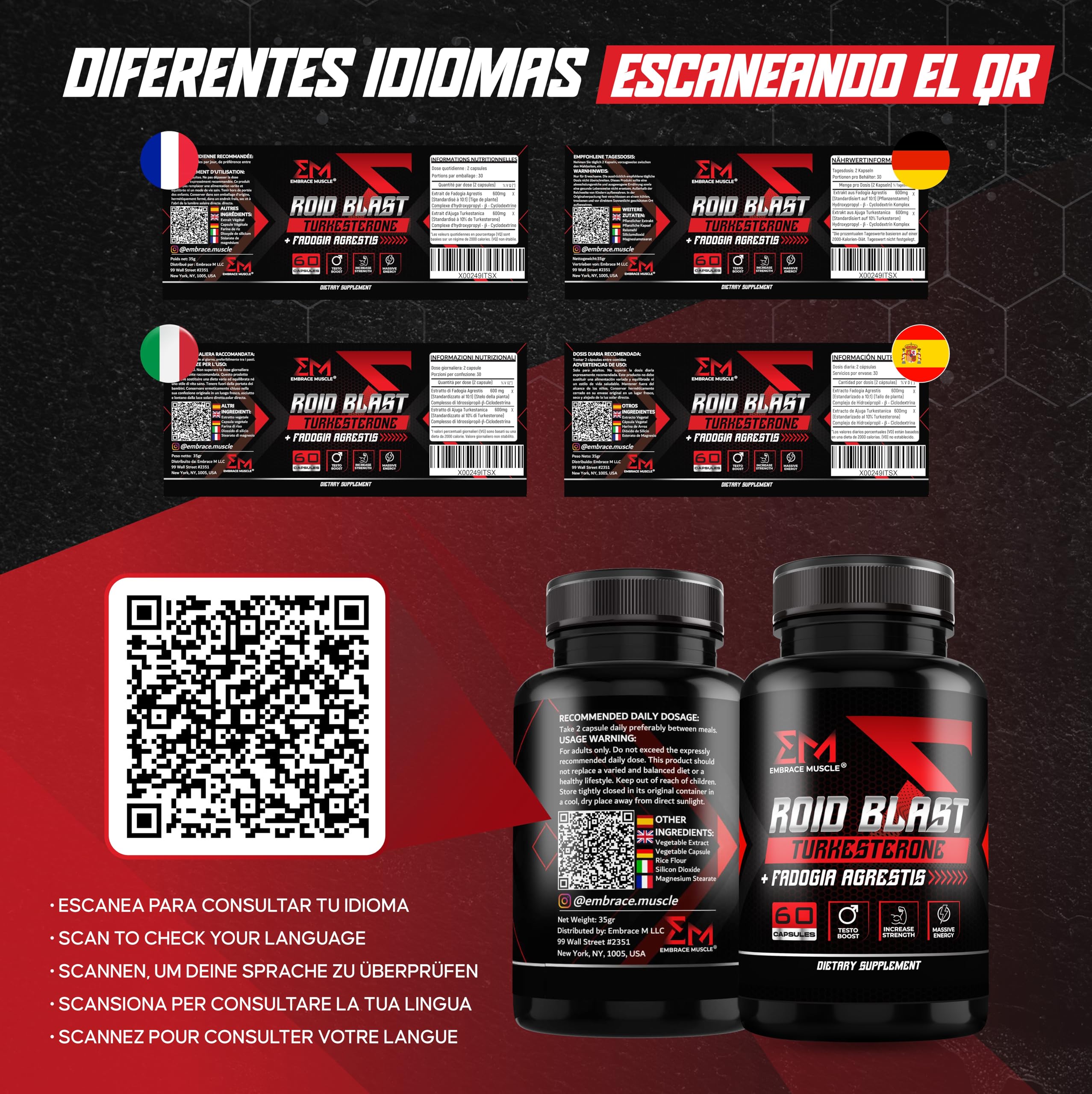 Turkesterone Fadogia Agrestis 1200mg Potenciador Sexual 60 Cápsulas Vegano