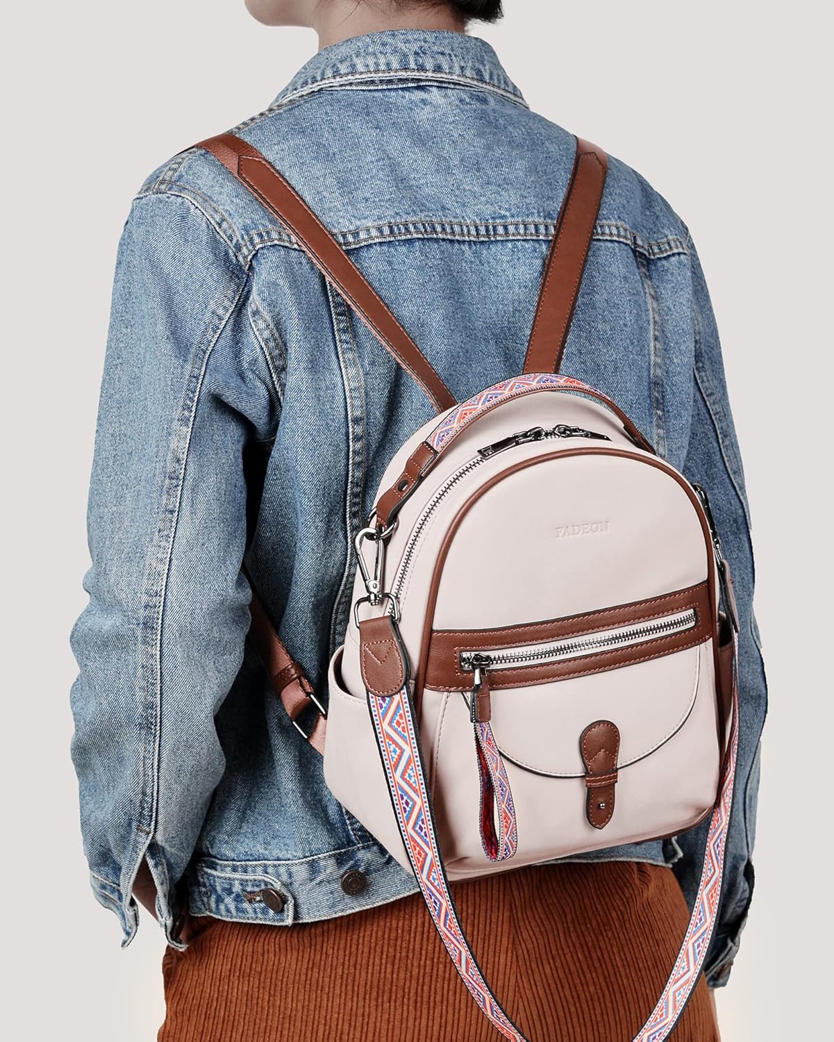 FADEON Mini Backpack Purse for Women, Designer Leather Cute Roomly Small Backpacks, Ladies Shoulder Backpack Fashion Handbag - Image 2