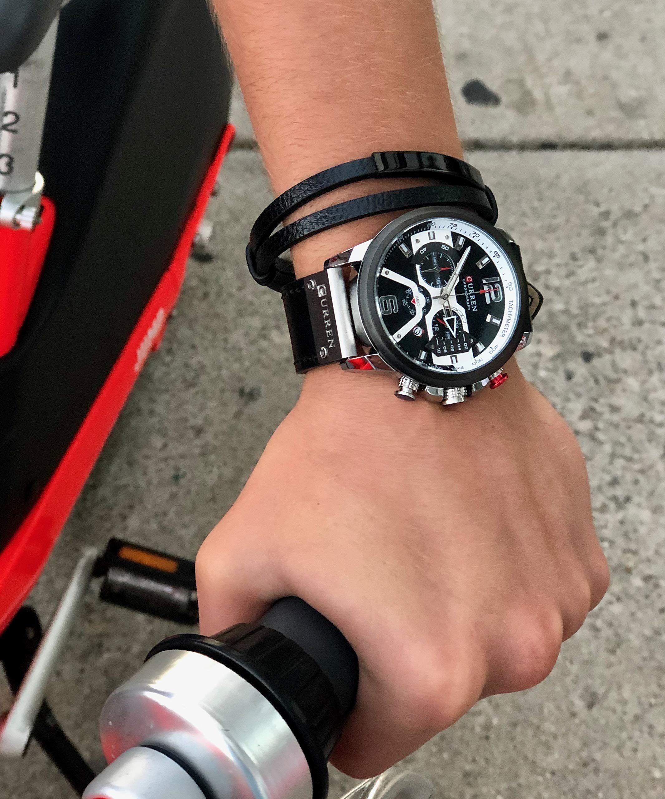 CURREN Relojes de cuarzo para hombre reloj cronógrafo de cuero y pulsera de moda relojes analógicos para hombres reloj de pulsera de lujo regalos para papá novio Negro Reloj de cuarzo cronógrafo