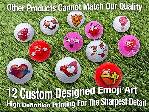 Miniatura 8 de Oji-Moji Juego de pelotas de golf Emoji Love Series, regalo del día de San Valentín, paquete de 12 regalos de golf, regalo de golf para hombres,