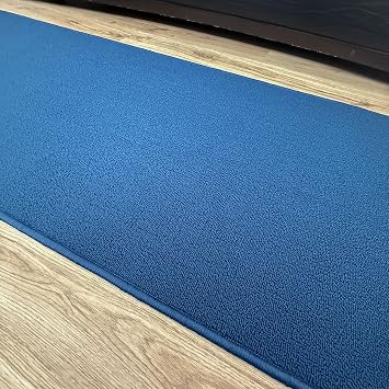Custom Size Anti Slip Low Profile Loop Pile Navy Blue Runner Rug by Feet 26" x 5