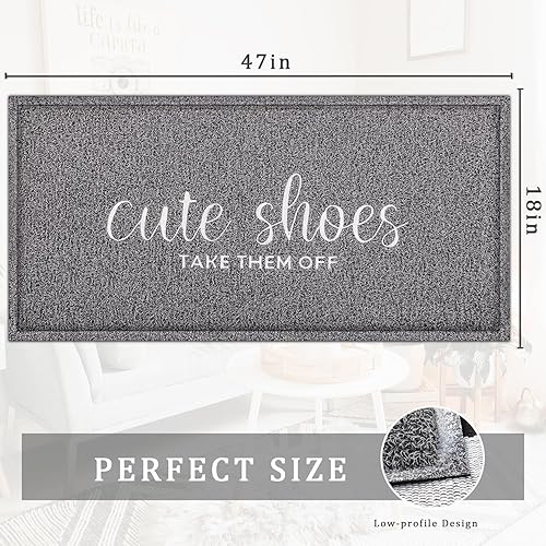 Miniatura 3 de Tapete de bienvenida para puerta de interior, de 18 x 47 pulgadas, bonitos zapatos para quitártelos, rectangular, lavable, para entrada, sala de