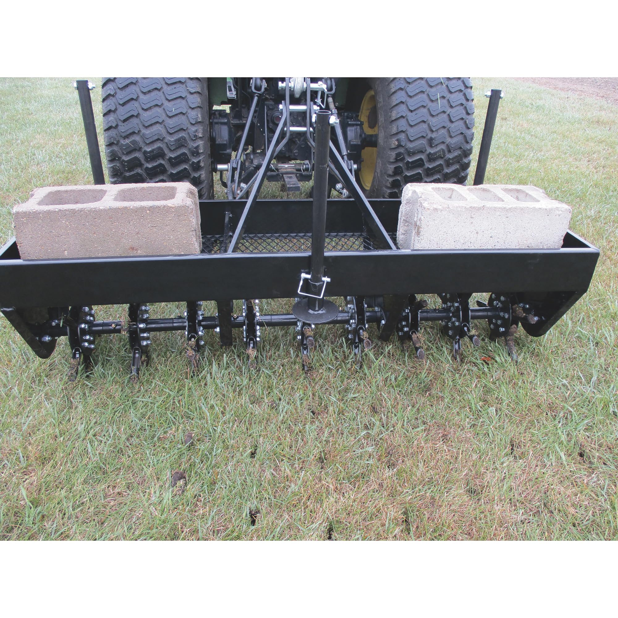 48 3-Point Plug Aerator with 54 Coring Plugs Heavy-Duty Weight Tray and Retractable Feet Fits Category 0 and 1 Tractors Black product thumbnail 8