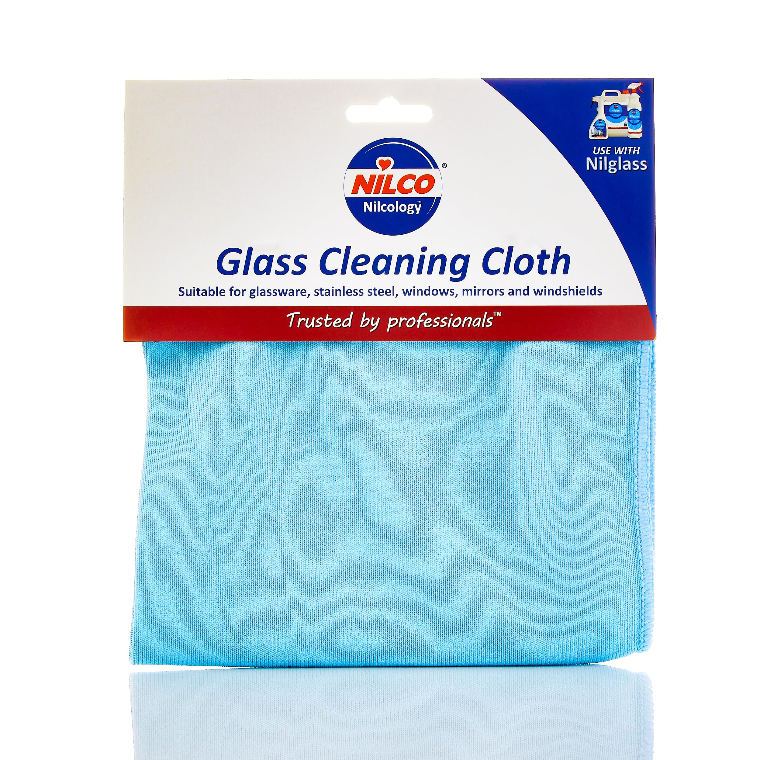 Nilco Professional Glass Cleaning Cloth, Streak-Free, Lint-Free Microfibre Cloth for Crystal Clear Shine on Windows, Mirrors & Glass Surfaces