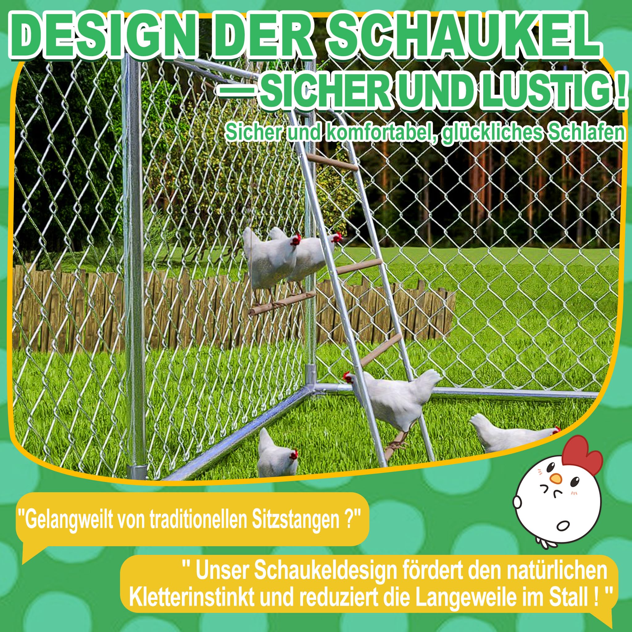 FIVMEN Balançoire pour poules à 5 niveaux - Perchoir en bois - Échelle - Perchoir - Jouet pour aire de jeux - Accessoires pour poulailler - Enclos libre