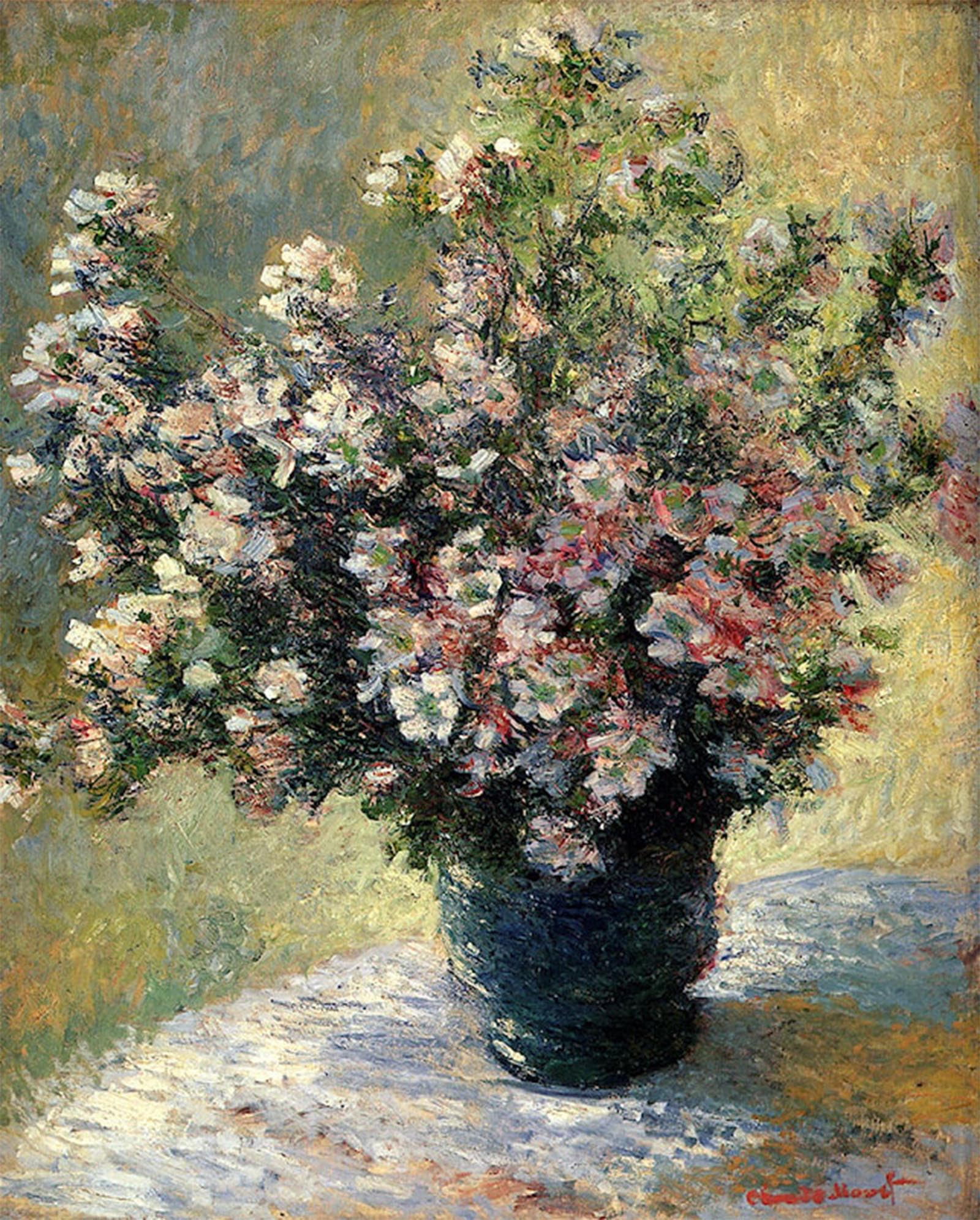 POSTERIIk Vintage Art Print Images Pictures Print Vase of Flowers by Claude Monet Modern Colour Posters for Office Home Decor 60x90cm
