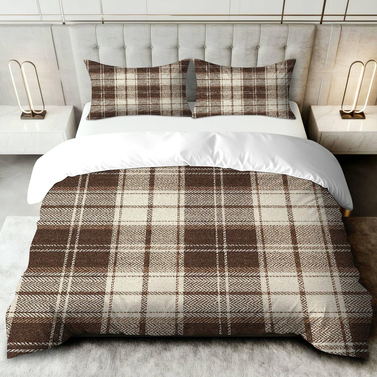 Housse de couette de Noël marron 135 x 200 cm, l'idée cadeau idéale pour un lit élégant