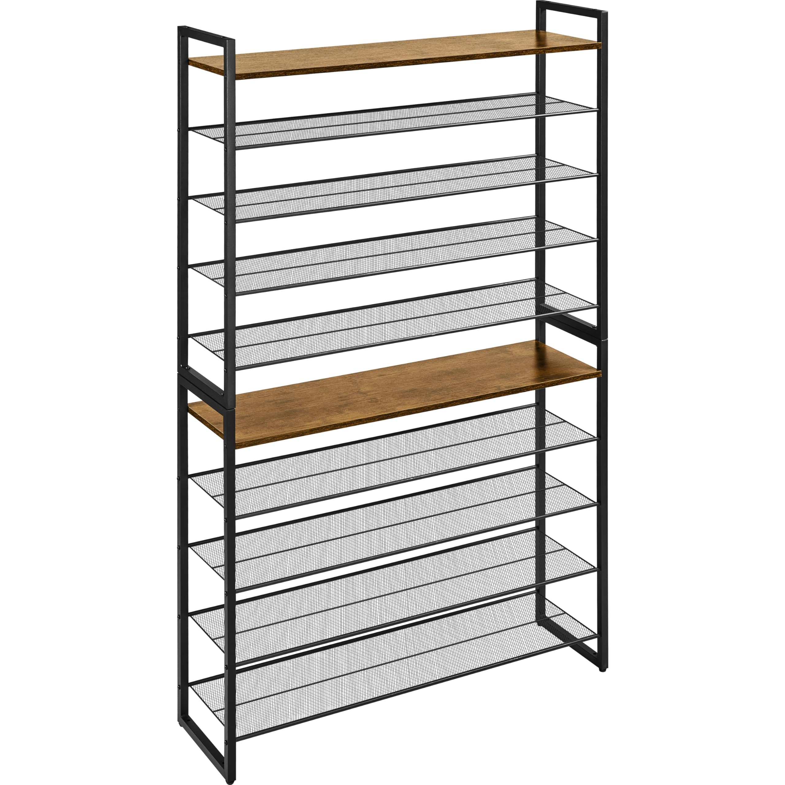 Yaheetech Estante Zapatero de 10 Niveles 100×28,5×166,5cm Marrón Rústico