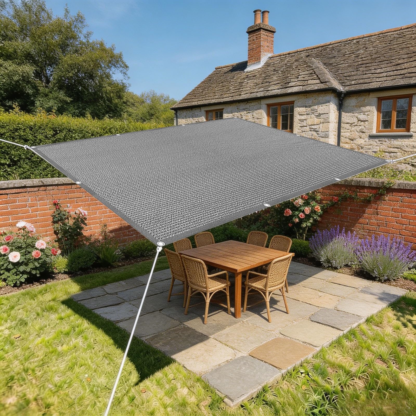 Voile d'ombrage rectangulaire coupe-vent et anti-UV pour rafraîchir le patio