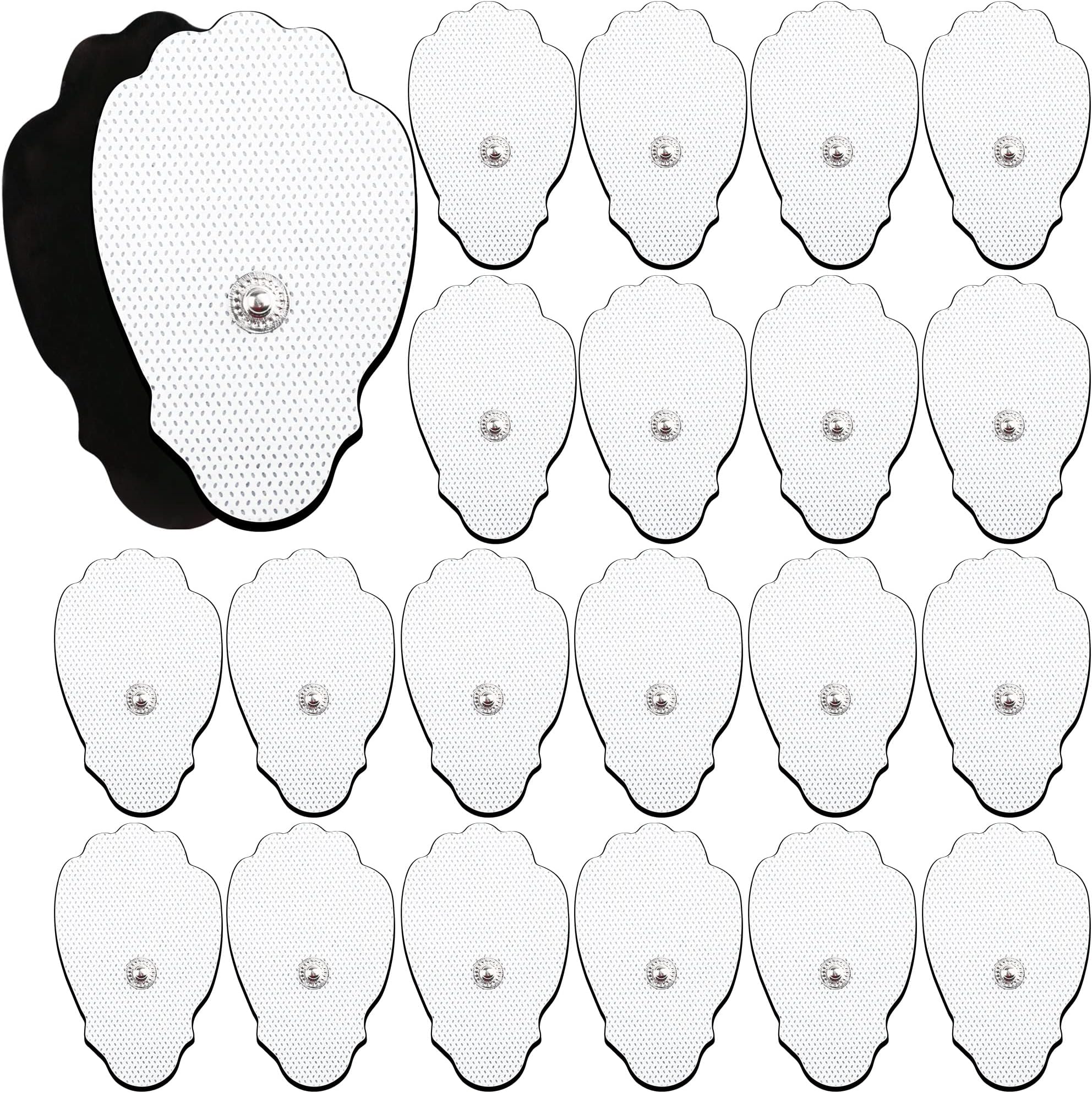 LotFancy TENS Unit Replacement Pads, 22PCS Reusable Self-Adhesive Snap Electrodes for TENS/EMS Massager Using 3.5mm Button Lead Wires