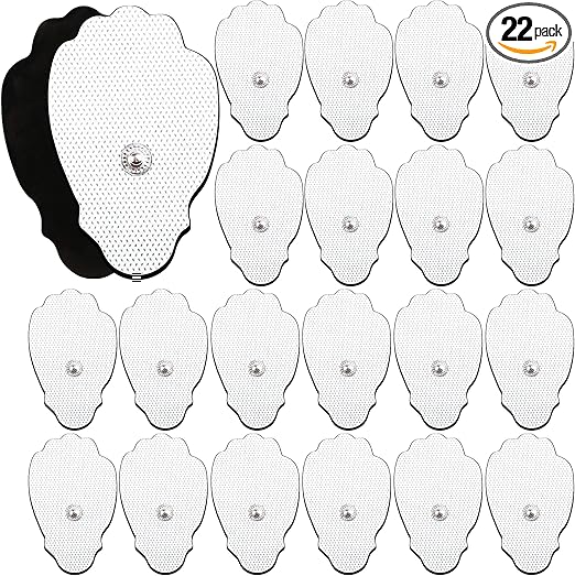 LotFancy TENS Unit Replacement Pads, 22PCS Reusable Self-Adhesive Snap Electrodes for TENS/EMS Massager Using 3.5mm Button Lead Wires