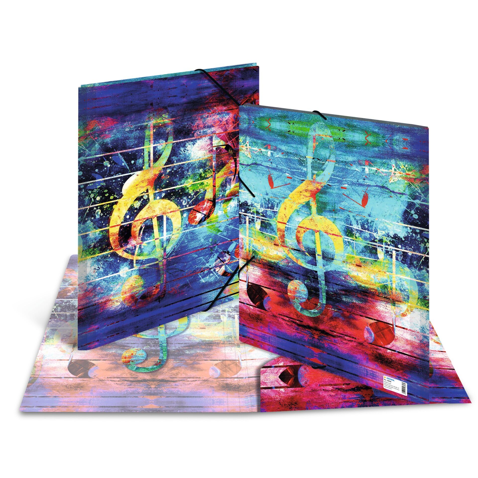 HERMA Sammelmappen A3 Design Set, 10 Stück, Kinder Eckspanner-Mappen aus Kunststoff mit Kunst Motiv, Gummizug, Innenklappen und Innendruck für Jungen und Mädchen