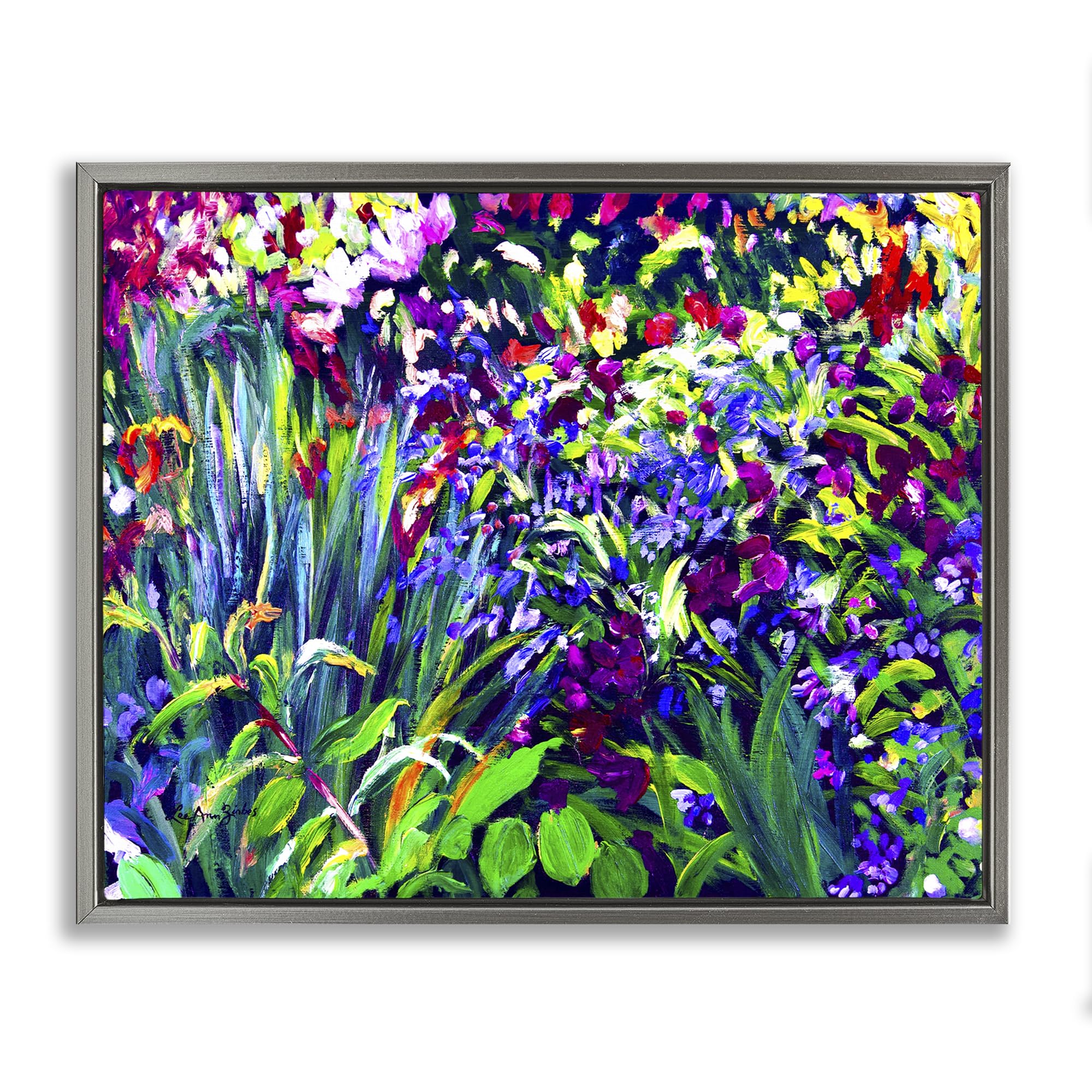 Stupell Industries Luster Gray (Matte) 'Vibrant Confetti Garden'| Floating Frame Canvas Art