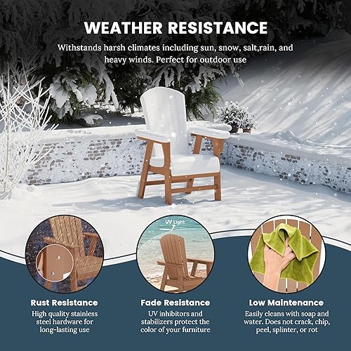 Miniatura 4 de WO - Silla de comedor Adirondack para exteriores, asiento estético retro para playa, muebles para restaurante exterior, hogar, balcón, terraza,