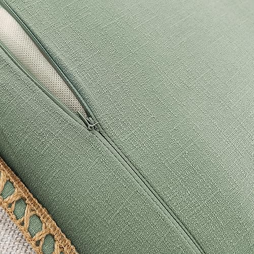 Miniatura 2 de NordECO HOME Juego de 2 fundas de almohada  Fundas de cojín decorativas de lino de arpillera con bordes a medida para decoración del hogar y cama (2